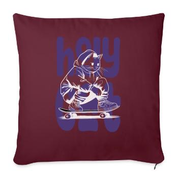 kawaii holycat, le chat biblique skater - Coussin et housse de 45 x 45 cm - bordeaux - Devant