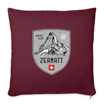 Zermatt Matterhorn Schweiz Wappen - Sofakissen mit Füllung 45 x 45 cm - Burgunderrot - Vorne