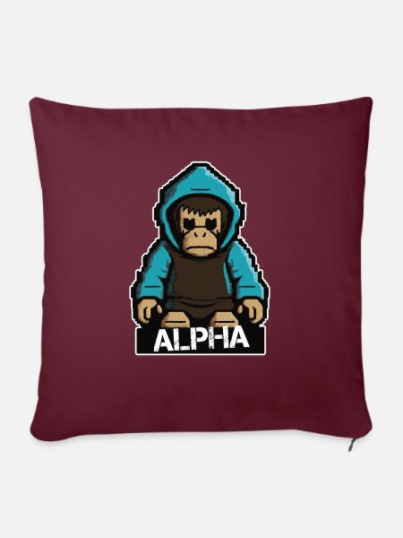 Alpha Affe - Sofakissen mit Füllung 45 x 45 cm - Burgunderrot