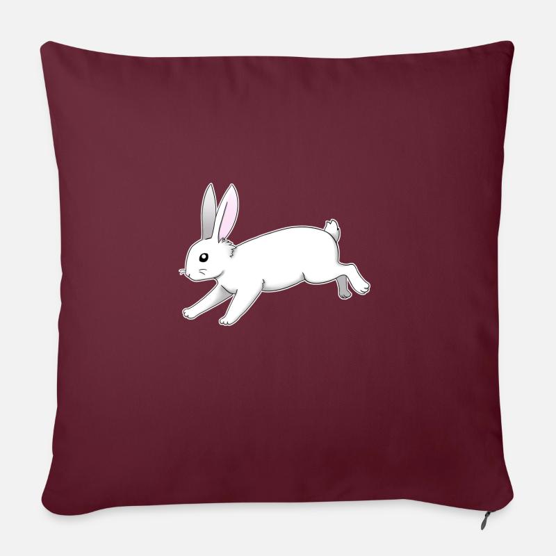weißer Hase - Sofakissen mit Füllung 45 x 45 cm - Burgunderrot
