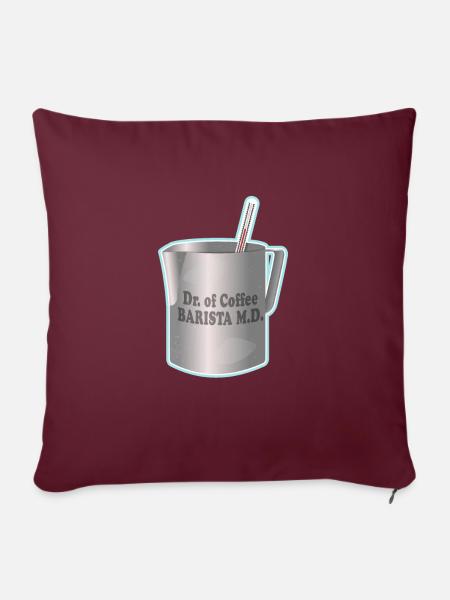 Barista beim Kaffeekochen - Sofakissen mit Füllung 45 x 45 cm - Burgunderrot