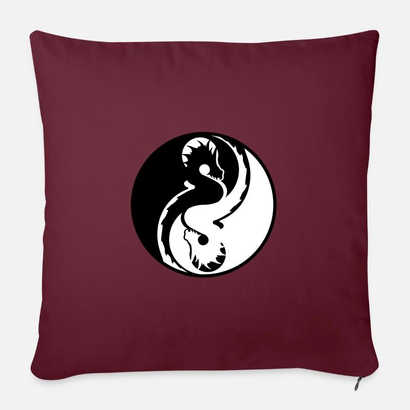 Dragons - Coussin et housse de 45 x 45 cm - bordeaux