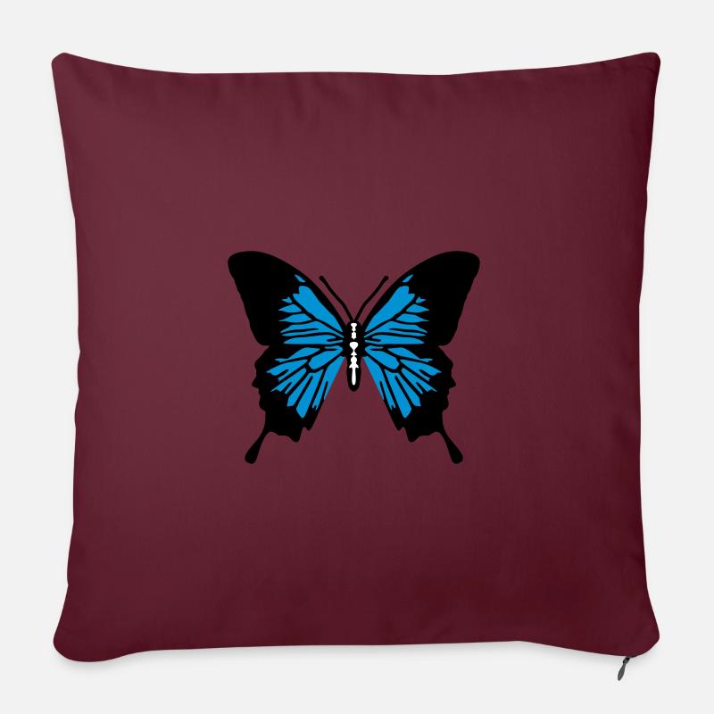 Schmetterling - Sofakissen mit Füllung 45 x 45 cm - Burgunderrot