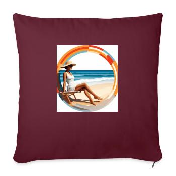 Artwork: Dame sur la plage - très élégant - Coussin et housse de 45 x 45 cm - bordeaux - Devant