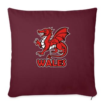 dragon rouge du Pays de Galles " WALES " - Coussin et housse de 45 x 45 cm - bordeaux - Devant