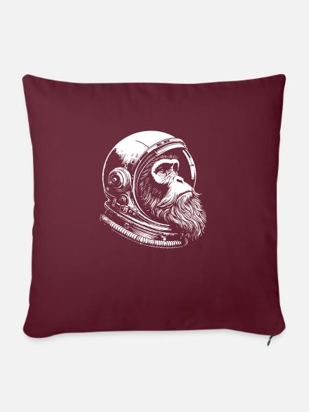 Lustiger Astronaut Affe - Sofakissen mit Füllung 45 x 45 cm - Burgunderrot