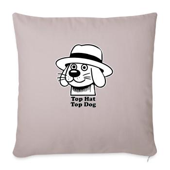 Dapper Doggo - Chapeau haut de forme, design Top Dog - Coussin et housse de 45 x 45 cm - taupe clair - Devant