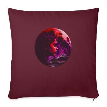 Femme dans le ciel rouge, Design 2 - Coussin et housse de 45 x 45 cm - bordeaux - Devant