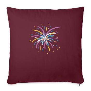 Feux d’artifice en lilas, bleu, jaune et blanc - Coussin et housse de 45 x 45 cm - bordeaux - Devant