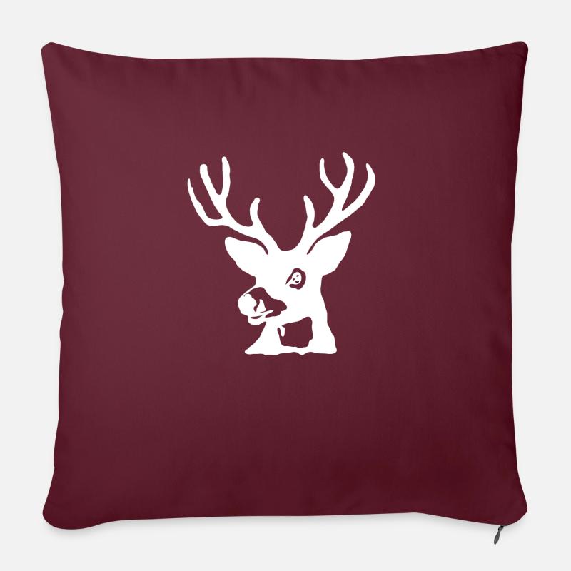 Hirsch white - Sofakissen mit Füllung 45 x 45 cm - Burgunderrot