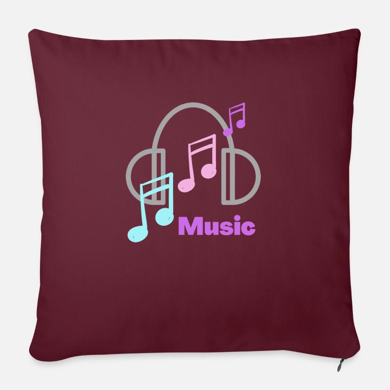 Musical notes - Sofa pillow with filling 45cm x 45cm - burgundy