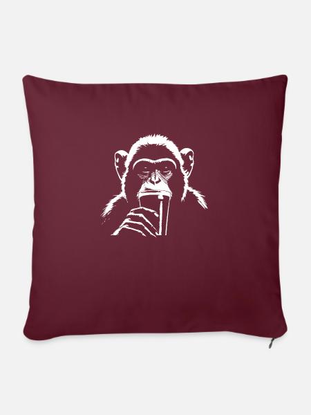 Lustiger Affe trinkt Bier - Sofakissen mit Füllung 45 x 45 cm - Burgunderrot
