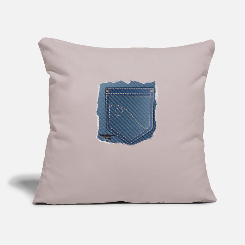 torn jeans fabric with trouser pocket Sofa pillow with filling 45cm x 45cm