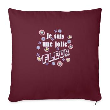 jolie fleur - Coussin et housse de 45 x 45 cm - bordeaux - Devant