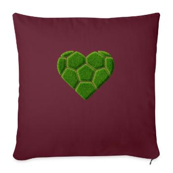 Icône de cœur avec l’amour du football dans l’herbe look vert - Coussin et housse de 45 x 45 cm - bordeaux - Devant