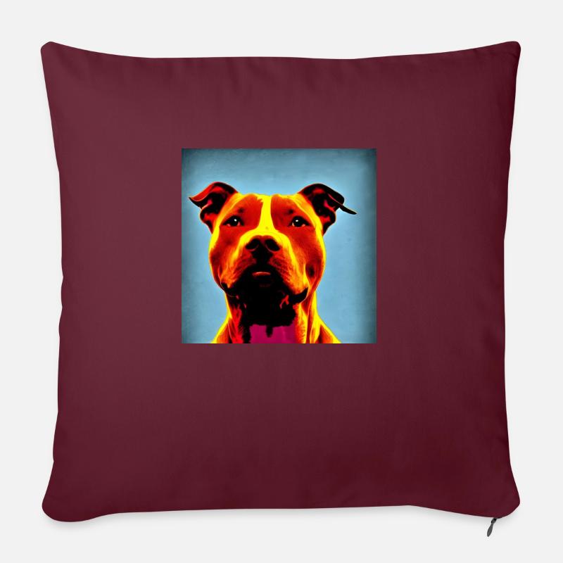 Glücklicher, freundlicher Hund - Sofakissen mit Füllung 45 x 45 cm - Burgunderrot