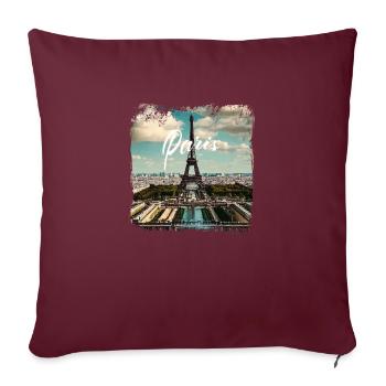 Paris Tour Eiffel style décontracté - Coussin et housse de 45 x 45 cm - bordeaux - Devant