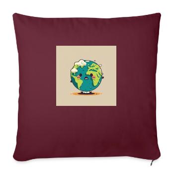 Ein niedlicher Planet Erde - Sofakissen mit Füllung 45 x 45 cm - Burgunderrot - Vorne