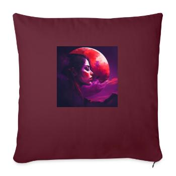 Femme dans le ciel rouge, Design 1 - Coussin et housse de 45 x 45 cm - bordeaux - Devant
