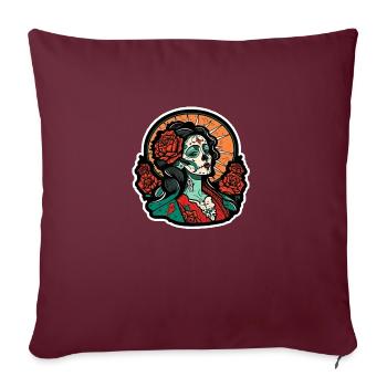 Los Muertos Fiesta, Sticker, Frau, bunt - Sofakissen mit Füllung 45 x 45 cm - Burgunderrot - Vorne