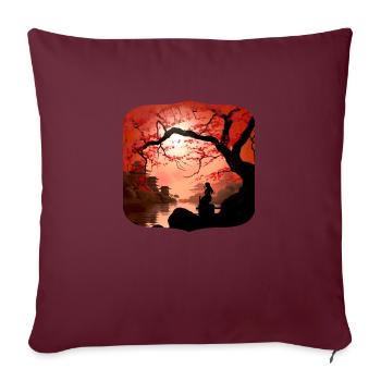 Japanese Dream #7 - Sofa pillow with filling 45cm x 45cm - burgundy - Front
