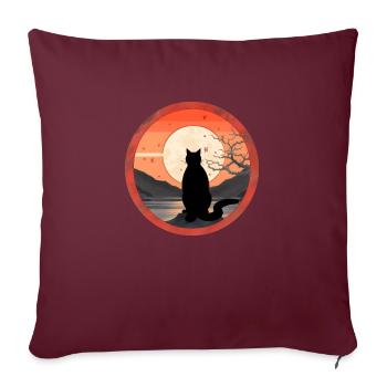 Japanese cat at sunset #1 - Sofa pillow with filling 45cm x 45cm - burgundy - Front