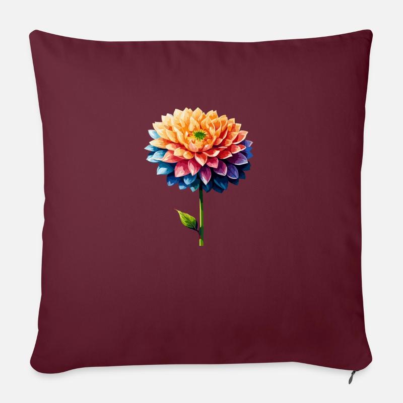 Flower Power - Sofakissen mit Füllung 45 x 45 cm - Burgunderrot