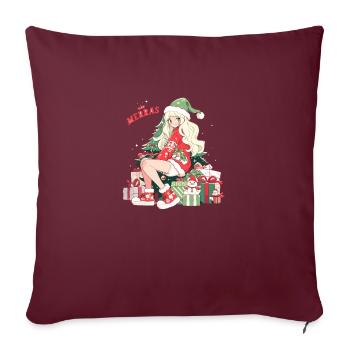 Elfe de Noël - Coussin et housse de 45 x 45 cm - bordeaux - Devant