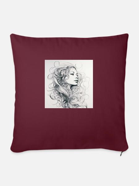 One Line Woman - Sofakissen mit Füllung 45 x 45 cm - Burgunderrot