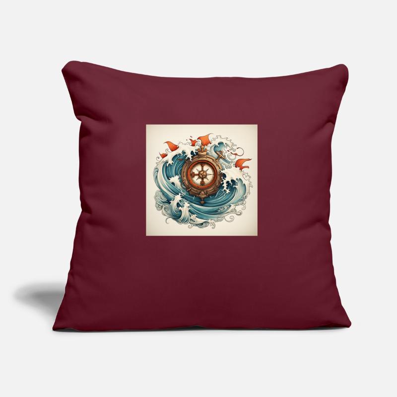 travel love symbol withe Kompass see waves Sofakissen mit Füllung 45 x 45 cm