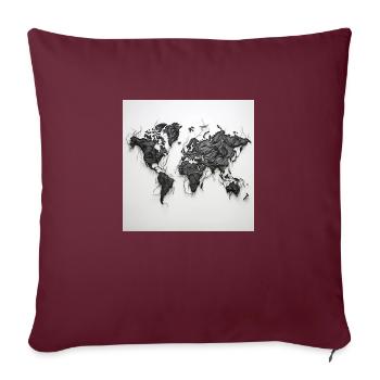 world map black and withe - Sofakissen mit Füllung 45 x 45 cm - Burgunderrot - Vorne