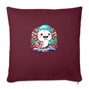 Axolotl Chibi - Coussin et housse de 45 x 45 cm - bordeaux - Devant