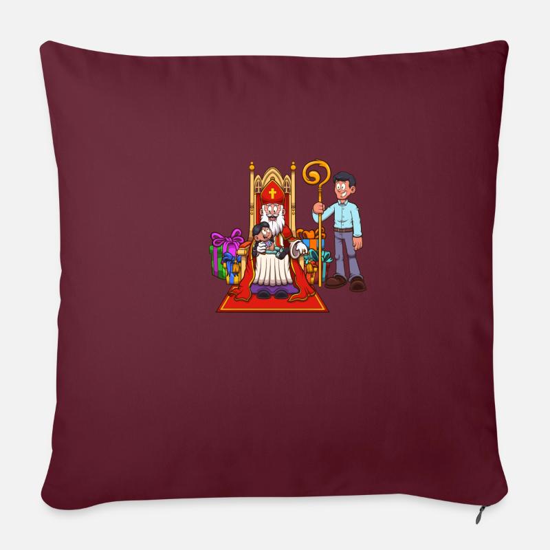 Heiliger Nikolaus mit Kind - Sofakissen mit Füllung 45 x 45 cm - Burgunderrot