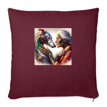 Lévrier Robot Amour - Coussin et housse de 45 x 45 cm - bordeaux - Devant