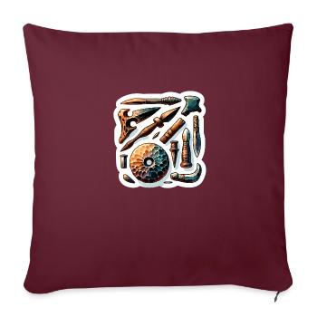 Sticker mit Steinzeit - Werkzeugen - Sofakissen mit Füllung 45 x 45 cm - Burgunderrot - Vorne