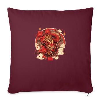Dragon - Coussin et housse de 45 x 45 cm - bordeaux - Devant