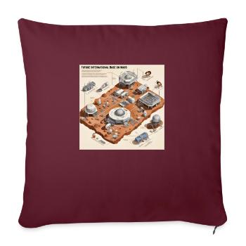 Future International Base on Mars - Sofa pillow with filling 45cm x 45cm - burgundy - Front