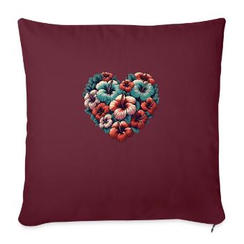 Hibiscus - Sofa pillow with filling 45cm x 45cm - burgundy - Front