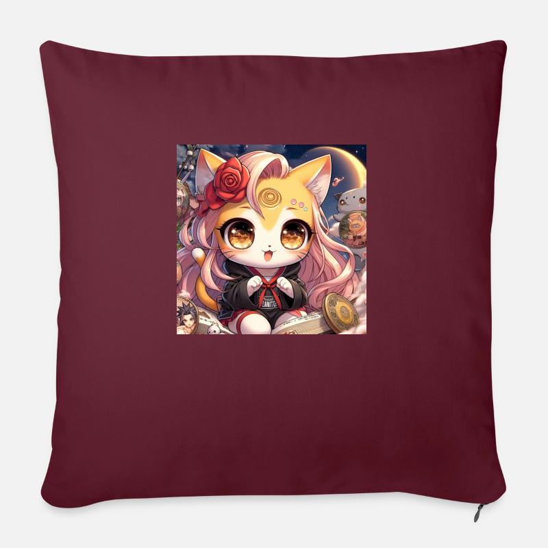 Cheerful kitten - Sofa pillow with filling 45cm x 45cm - burgundy