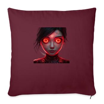 avatar avec de grands yeux rouges brillants expressifs - Coussin et housse de 45 x 45 cm - bordeaux - Devant