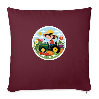 Farm Tractor Summer - Sofa pillow with filling 45cm x 45cm - burgundy - Front