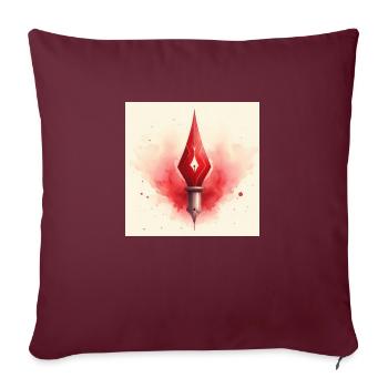 Plume à encre - Coussin et housse de 45 x 45 cm - bordeaux - Devant