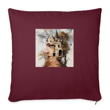 Märchen Schloß Traumwelt Burg Mystik - Sofakissen mit Füllung 45 x 45 cm - Burgunderrot - Vorne
