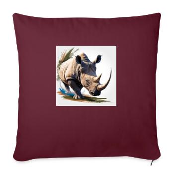 Rhinoceros in Watercolour a majestic closeup - Sofa pillow with filling 45cm x 45cm - burgundy - Front