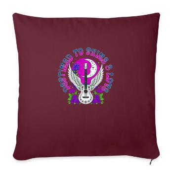 Retro Bohemian Winged Guitar Flowers and Moons - Sofa pillow with filling 45cm x 45cm - burgundy - Front