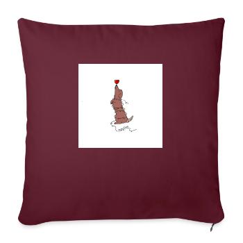 Chien teckel emmêlé dans une guirlande de noël - Coussin et housse de 45 x 45 cm - bordeaux - Devant