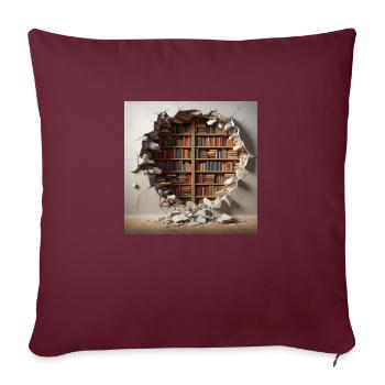 Hidden Library - Sofa pillow with filling 45cm x 45cm - burgundy - Front