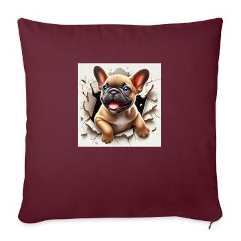 Frenchie bricht nicht nur die Herzen - Sofakissen mit Füllung 45 x 45 cm - Burgunderrot - Vorne