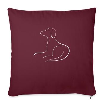 Chien couché blanc - Coussin et housse de 45 x 45 cm - bordeaux - Devant