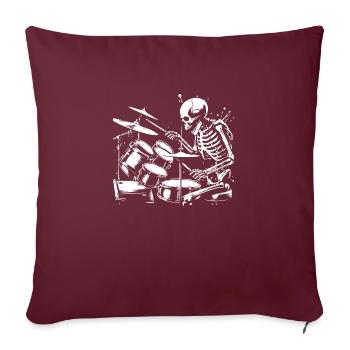Skeleton jouant de la batterie dans un groupe de punk rock - Coussin et housse de 45 x 45 cm - bordeaux - Devant